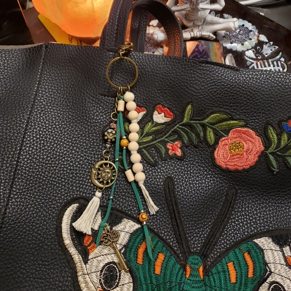 Bohemian Sun Moon Essential Oil Purse Charm Keychain Aromatherapy Boho Bag Clip - Picture 12 of 14